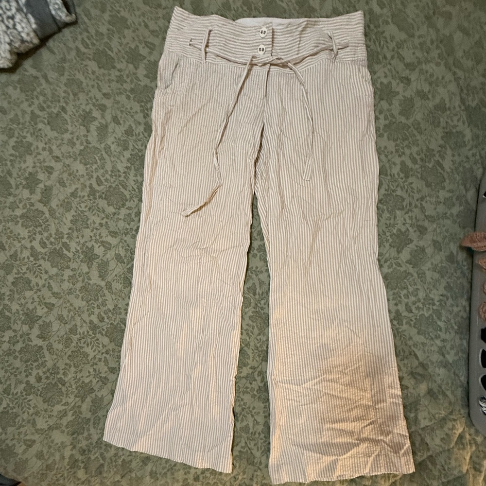 No Boundaries Cream Striped Flare Pants